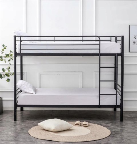 ŁÓŻKO PIĘTROWE / opcja DWÓCH ŁÓŻEK pojedynczych BUNKY 90 HALMAR czarne STAL MALOWANA ŁÓŻKO PIĘTROWE / opcja DWÓCH ŁÓŻEK pojedynczych BUNKY 90 HALMAR czarne STAL MALOWANA