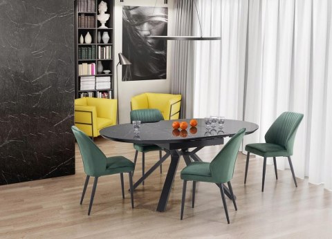 Halmar K432 krzesło do jadalni ciemny zielony tkanina velvet / stal malowana Halmar K432 krzesło do jadalni ciemny zielony tkanina velvet / stal malowana