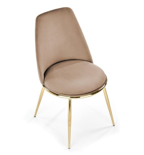 Halmar K460 krzesło beżowe materiał: tkanina velvet / nogi metal złote Halmar K460 krzesło beżowe materiał: tkanina velvet / nogi metal złote