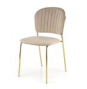 Halmar K499 krzesło beżowy, materiał: tkanina - velvet / stal chromowana złoty