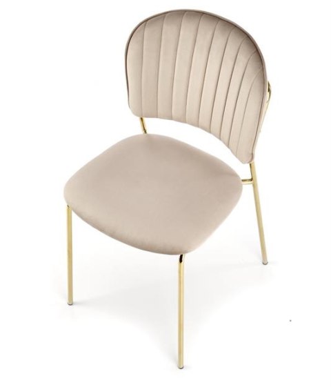 Halmar K499 krzesło beżowy, materiał: tkanina - velvet / stal chromowana złoty Halmar K499 krzesło beżowy, materiał: tkanina - velvet / stal chromowana złoty