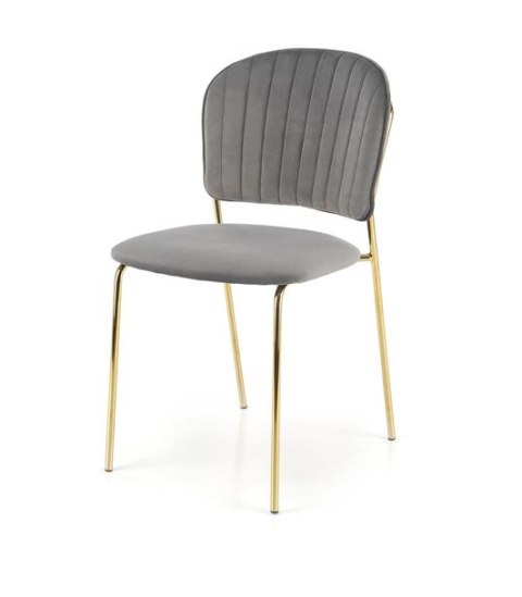 Halmar K499 krzesło popielaty, materiał: tkanina - velvet / stal chromowana złoty Halmar K499 krzesło popielaty, materiał: tkanina - velvet / stal chromowana złoty