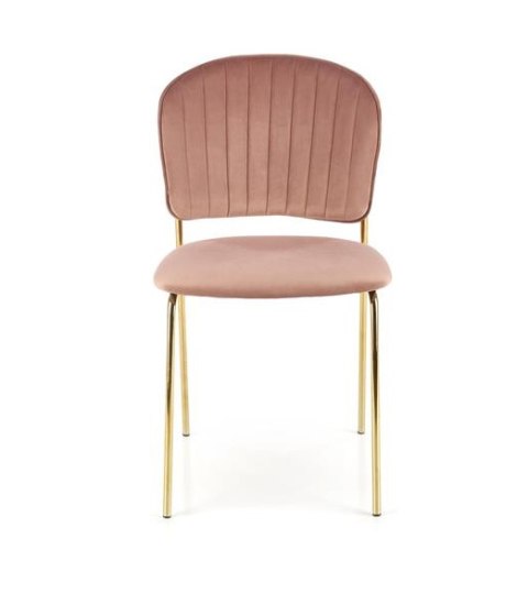 Halmar K499 krzesło różowy, materiał: tkanina - velvet / stal chromowana złoty Halmar K499 krzesło różowy, materiał: tkanina - velvet / stal chromowana złoty