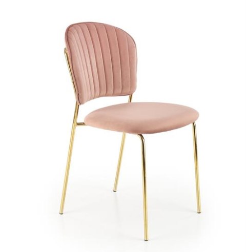 Halmar K499 krzesło różowy, materiał: tkanina - velvet / stal chromowana złoty Halmar K499 krzesło różowy, materiał: tkanina - velvet / stal chromowana złoty