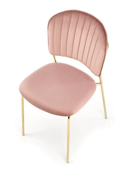 Halmar K499 krzesło różowy, materiał: tkanina - velvet / stal chromowana złoty Halmar K499 krzesło różowy, materiał: tkanina - velvet / stal chromowana złoty