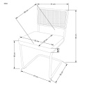 Halmar K504 krzesło popielaty / czarny, materiał: drewno lite - kauczukowe / rattan naturalny / tkanina velvet / stal chromowana Halmar K504 krzesło popielaty / czarny, materiał: drewno lite - kauczukowe / rattan naturalny / tkanina velvet / stal chromowana