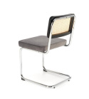 Halmar K504 krzesło popielaty / czarny, materiał: drewno lite - kauczukowe / rattan naturalny / tkanina velvet / stal chromowana Halmar K504 krzesło popielaty / czarny, materiał: drewno lite - kauczukowe / rattan naturalny / tkanina velvet / stal chromowana