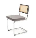 Halmar K504 krzesło popielaty / czarny, materiał: drewno lite - kauczukowe / rattan naturalny / tkanina velvet / stal chromowana Halmar K504 krzesło popielaty / czarny, materiał: drewno lite - kauczukowe / rattan naturalny / tkanina velvet / stal chromowana