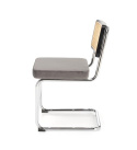 Halmar K504 krzesło popielaty / czarny, materiał: drewno lite - kauczukowe / rattan naturalny / tkanina velvet / stal chromowana Halmar K504 krzesło popielaty / czarny, materiał: drewno lite - kauczukowe / rattan naturalny / tkanina velvet / stal chromowana