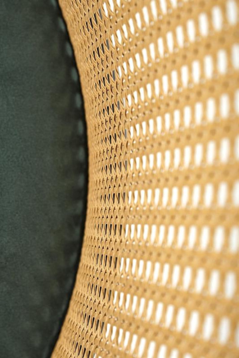 Halmar K508 krzesło ciemny zielony, tkanina - velvet / rattan syntetyczny / stal malowana proszkowo Halmar K508 krzesło ciemny zielony, tkanina - velvet / rattan syntetyczny / stal malowana proszkowo