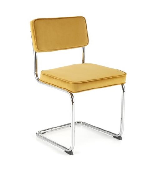 Halmar K510 krzesło musztardowy, materiał: tkanina - velvet / stal chromowana Halmar K510 krzesło musztardowy, materiał: tkanina - velvet / stal chromowana