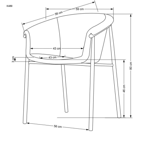 Halmar K489 krzesło popielaty materiał: tkanina / stal malowana Halmar K489 krzesło popielaty materiał: tkanina / stal malowana