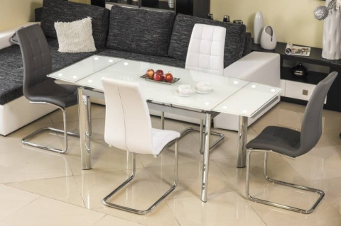 STÓŁ ROZKŁADANY GD020 BIAŁY / CHROM 120(180)x80 SIGNAL BLAT SZKŁO HARTOWANE STELAŻ METAL CHROMOWANY PROSTOKĄTNY STÓŁ ROZKŁADANY GD020 BIAŁY / CHROM 120(180)x80 SIGNAL BLAT SZKŁO HARTOWANE STELAŻ METAL CHROMOWANY PROSTOKĄTNY