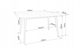 STÓŁ IVY SIGNAL CERAMIKA EFEKT MARMURU SZARY/ STELAŻ CZARNY MAT METAL 140X80 PROSTOKĄTNY DO SALONU JADALNI KUCHNI