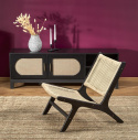 Halmar FODEN fotel wypoczynkowy, czarny / naturalny, materiał: drewno lite - kauczukowe/ sznurek Halmar FODEN fotel wypoczynkowy, czarny / naturalny, materiał: drewno lite - kauczukowe/ sznurek