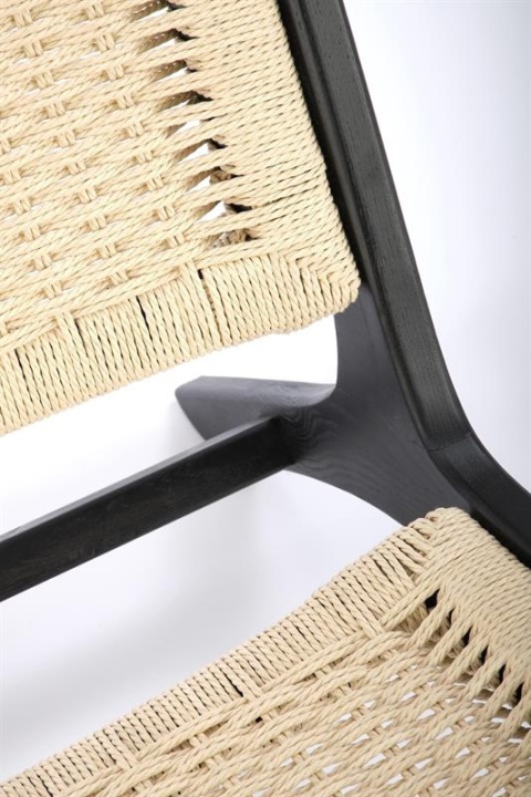 Halmar FODEN fotel wypoczynkowy, czarny / naturalny, materiał: drewno lite - kauczukowe/ sznurek Halmar FODEN fotel wypoczynkowy, czarny / naturalny, materiał: drewno lite - kauczukowe/ sznurek