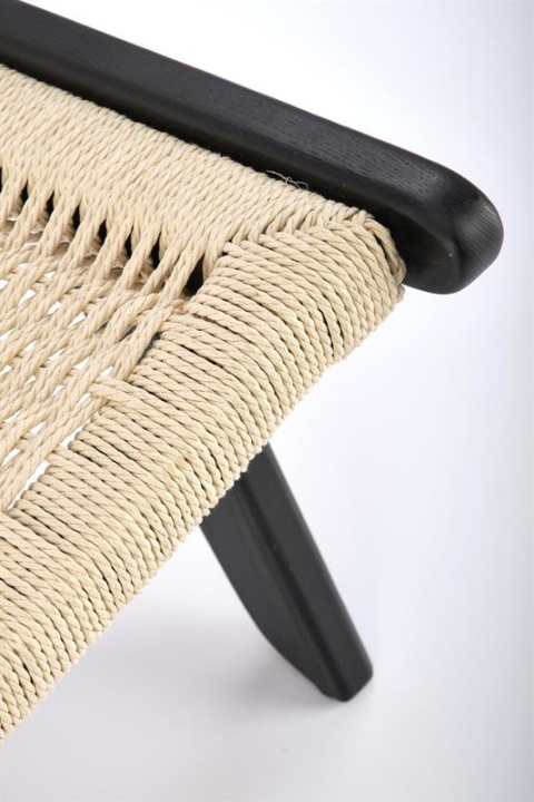 Halmar FODEN fotel wypoczynkowy, czarny / naturalny, materiał: drewno lite - kauczukowe/ sznurek Halmar FODEN fotel wypoczynkowy, czarny / naturalny, materiał: drewno lite - kauczukowe/ sznurek