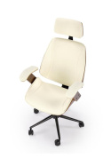 Halmar IGNAZIO fotel obrotowy do biurka, orzechowy-kremowy, TILT, materiał: sklejka gięta / ekoskóra