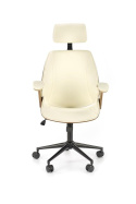 Halmar IGNAZIO fotel obrotowy do biurka, orzechowy-kremowy, TILT, materiał: sklejka gięta / ekoskóra