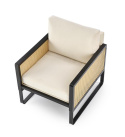 Halmar ILARIO fotel wypoczynkowy, czarny / jasny beż / naturalny