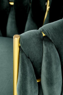 Halmar K517 krzesło ciemny zielony / złoty, materiał: tkanina - velvet / stal malowana proszkowo