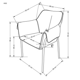 Halmar K522 krzesło popielaty, materiał: tkanina / stal malowana proszkowo