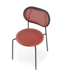 Halmar K524 krzesło bordowy, materiał: eko skóra / rattan syntetyczny / polipropylen / stal malowana proszkowo Halmar K524 krzesło bordowy, materiał: eko skóra / rattan syntetyczny / polipropylen / stal malowana proszkowo