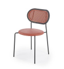 Halmar K524 krzesło bordowy, materiał: eko skóra / rattan syntetyczny / polipropylen / stal malowana proszkowo Halmar K524 krzesło bordowy, materiał: eko skóra / rattan syntetyczny / polipropylen / stal malowana proszkowo