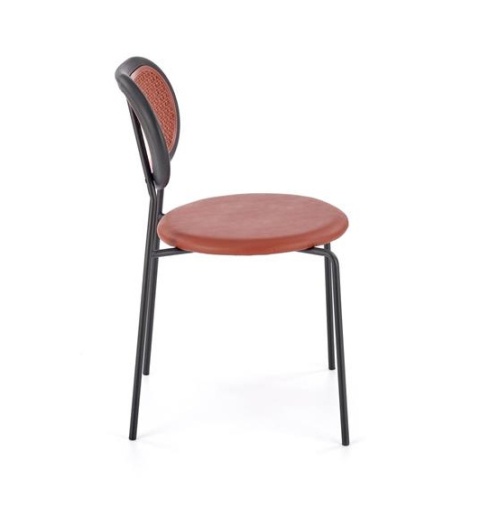 Halmar K524 krzesło bordowy, materiał: eko skóra / rattan syntetyczny / polipropylen / stal malowana proszkowo Halmar K524 krzesło bordowy, materiał: eko skóra / rattan syntetyczny / polipropylen / stal malowana proszkowo