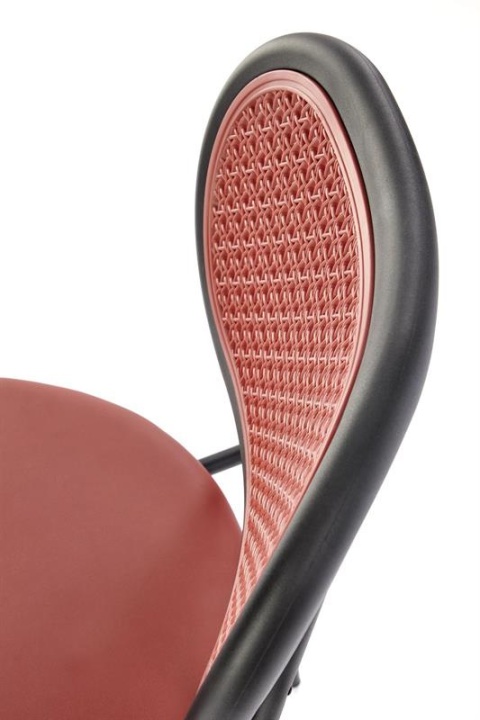 Halmar K524 krzesło bordowy, materiał: eko skóra / rattan syntetyczny / polipropylen / stal malowana proszkowo Halmar K524 krzesło bordowy, materiał: eko skóra / rattan syntetyczny / polipropylen / stal malowana proszkowo