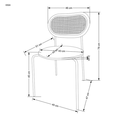 Halmar K524 krzesło jasny brązowy, materiał: eko skóra / rattan syntetyczny / polipropylen / stal malowana proszkowo Halmar K524 krzesło jasny brązowy, materiał: eko skóra / rattan syntetyczny / polipropylen / stal malowana proszkowo