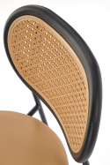 Halmar K524 krzesło jasny brązowy, materiał: eko skóra / rattan syntetyczny / polipropylen / stal malowana proszkowo Halmar K524 krzesło jasny brązowy, materiał: eko skóra / rattan syntetyczny / polipropylen / stal malowana proszkowo
