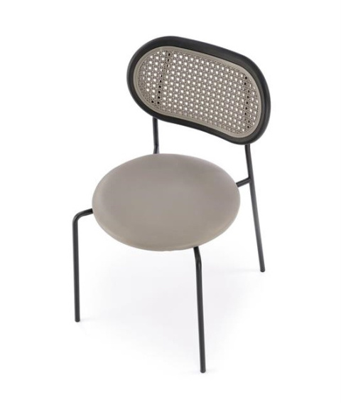Halmar K524 krzesło popielaty, materiał: eko skóra / rattan syntetyczny / polipropylen / stal malowana proszkowo Halmar K524 krzesło popielaty, materiał: eko skóra / rattan syntetyczny / polipropylen / stal malowana proszkowo