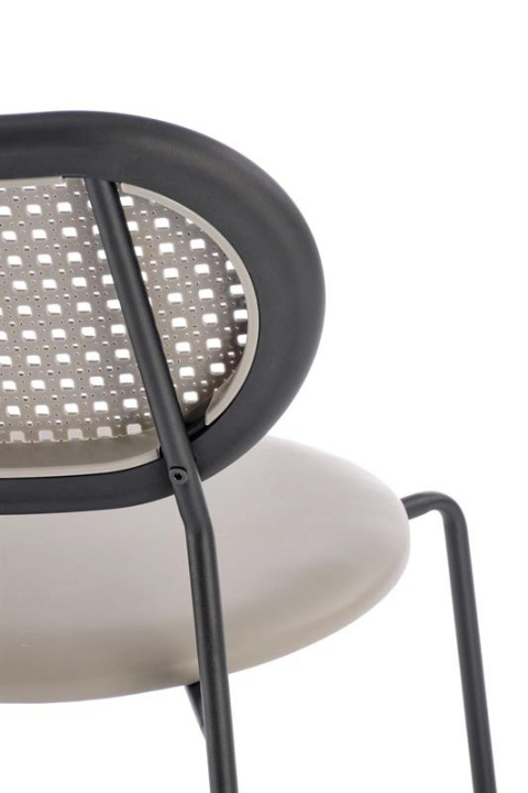 Halmar K524 krzesło popielaty, materiał: eko skóra / rattan syntetyczny / polipropylen / stal malowana proszkowo Halmar K524 krzesło popielaty, materiał: eko skóra / rattan syntetyczny / polipropylen / stal malowana proszkowo