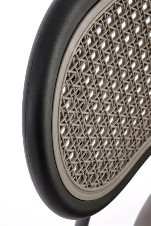 Halmar K524 krzesło popielaty, materiał: eko skóra / rattan syntetyczny / polipropylen / stal malowana proszkowo Halmar K524 krzesło popielaty, materiał: eko skóra / rattan syntetyczny / polipropylen / stal malowana proszkowo