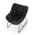 Halmar WHISPER fotel wypoczynkowy, czarny / naturalny, materiał: tkanina / rattan syntetyczny / metal Halmar WHISPER fotel wypoczynkowy, czarny / naturalny, materiał: tkanina / rattan syntetyczny / metal