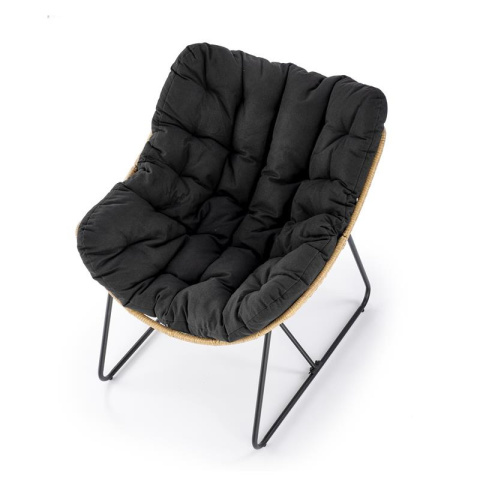 Halmar WHISPER fotel wypoczynkowy, czarny / naturalny, materiał: tkanina / rattan syntetyczny / metal Halmar WHISPER fotel wypoczynkowy, czarny / naturalny, materiał: tkanina / rattan syntetyczny / metal