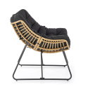 Halmar WHISPER fotel wypoczynkowy, czarny / naturalny, materiał: tkanina / rattan syntetyczny / metal Halmar WHISPER fotel wypoczynkowy, czarny / naturalny, materiał: tkanina / rattan syntetyczny / metal