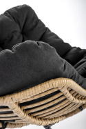 Halmar WHISPER fotel wypoczynkowy, czarny / naturalny, materiał: tkanina / rattan syntetyczny / metal Halmar WHISPER fotel wypoczynkowy, czarny / naturalny, materiał: tkanina / rattan syntetyczny / metal