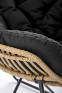 Halmar WHISPER fotel wypoczynkowy, czarny / naturalny, materiał: tkanina / rattan syntetyczny / metal Halmar WHISPER fotel wypoczynkowy, czarny / naturalny, materiał: tkanina / rattan syntetyczny / metal