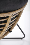 Halmar WHISPER fotel wypoczynkowy, czarny / naturalny, materiał: tkanina / rattan syntetyczny / metal