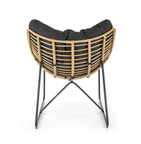 Halmar WHISPER fotel wypoczynkowy, czarny / naturalny, materiał: tkanina / rattan syntetyczny / metal Halmar WHISPER fotel wypoczynkowy, czarny / naturalny, materiał: tkanina / rattan syntetyczny / metal
