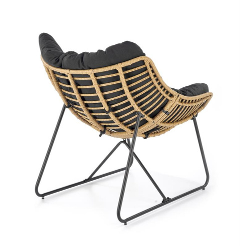 Halmar WHISPER fotel wypoczynkowy, czarny / naturalny, materiał: tkanina / rattan syntetyczny / metal Halmar WHISPER fotel wypoczynkowy, czarny / naturalny, materiał: tkanina / rattan syntetyczny / metal