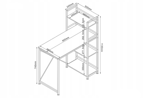 BIURKO Z PÓŁKAMI B-036 PŁYTA LAMINOWANA DĄB/ STELAŻ METALOWY CZARNY MAT DO BIURA PRACOWNI POKOJU MŁODZIEŻOWEGO SIGNAL BIURKO Z PÓŁKAMI B-036 PŁYTA LAMINOWANA DĄB/ STELAŻ METALOWY CZARNY MAT DO BIURA PRACOWNI POKOJU MŁODZIEŻOWEGO SIGNAL