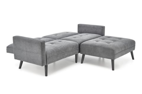 SOFA KANAPA ROZKŁADANA Z PODNÓŻKIEM CORNELIUS HALMAR z funkcją narożnika POPIELATA TKANINA LITE DREWNO SOFA KANAPA ROZKŁADANA Z PODNÓŻKIEM CORNELIUS HALMAR z funkcją narożnika POPIELATA TKANINA LITE DREWNO