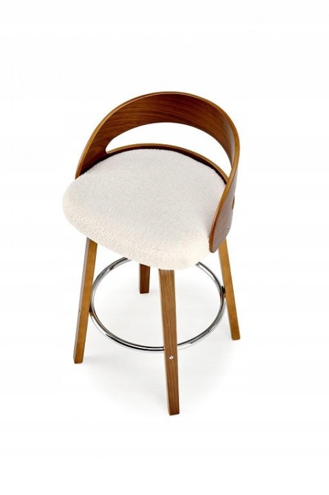 HOKER TAPICEROWANY KRZESŁO BAROWE H110 TKANINA BOUCLE KREMOWA / SKLEJKA GIĘTA ORZECH HALMAR PODPÓRKA NA NOGI STAL CHROMOWANA HOKER TAPICEROWANY KRZESŁO BAROWE H110 TKANINA BOUCLE KREMOWA / SKLEJKA GIĘTA ORZECH HALMAR PODPÓRKA NA NOGI STAL CHROMOWANA