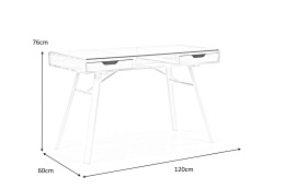 BIURKO Z SZUFLADAMI B33 Halmar DĄB SONOMA / BIAŁE materiał: MDF laminowany / STAL malowana proszkowo / BLAT SZKŁO