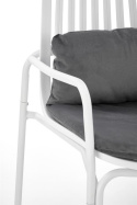 Halmar MELBY fotel wypoczynkowy, stelaż - biały, tapicerka - popielaty