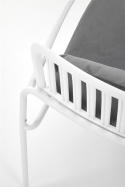 Halmar MELBY fotel wypoczynkowy, stelaż - biały, tapicerka - popielaty