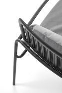 Halmar MELBY fotel wypoczynkowy, stelaż -czarny, tapicerka - popielaty